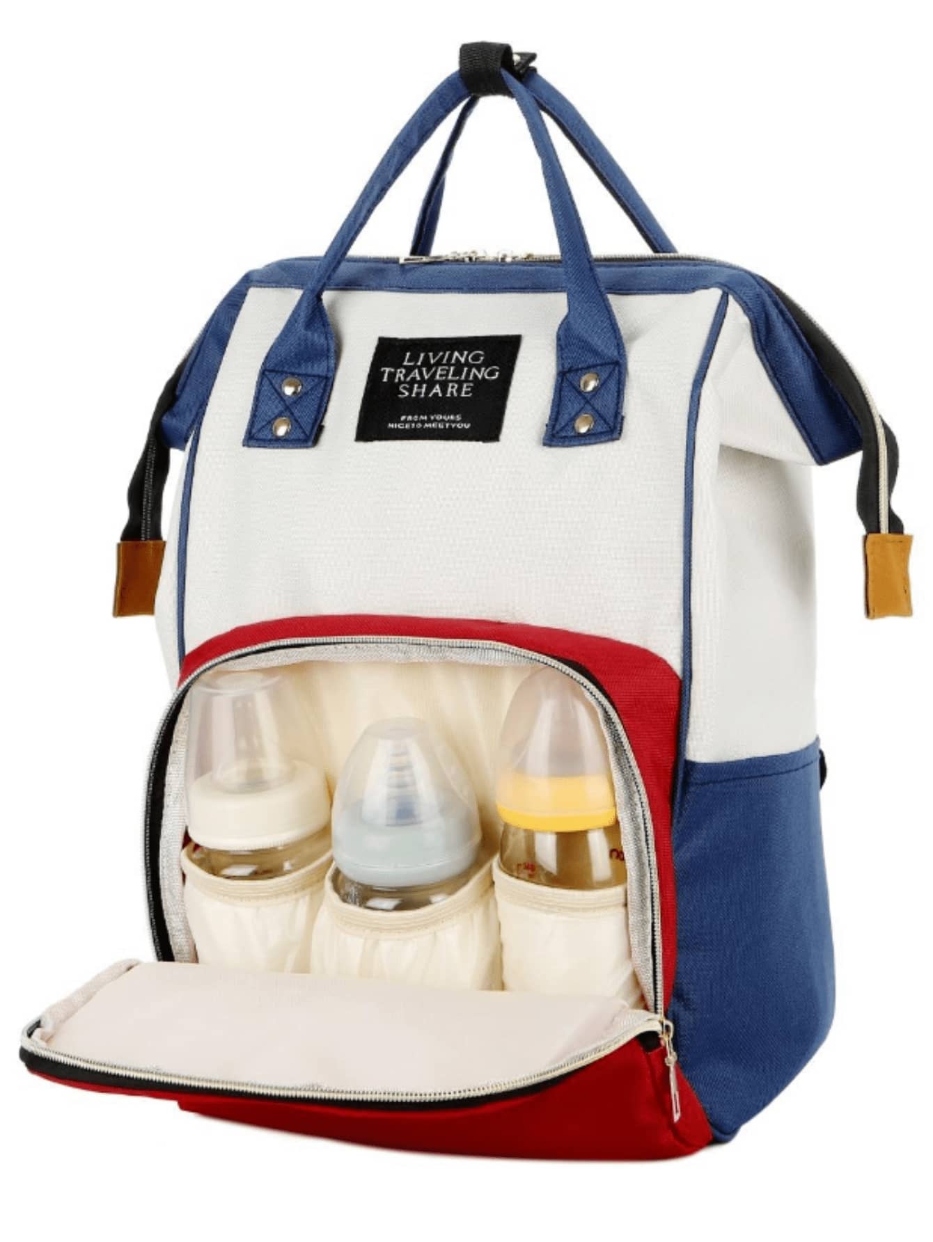 Maternity Backpack Multifunctional Mom Baby Bag - Xanh với Đỏ - Xem 1
