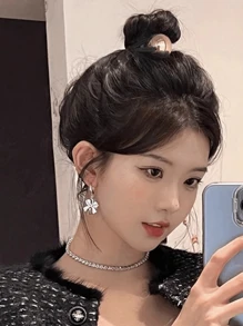 Set de 4 gomas de pelo elásticas con bola plateada brillante, accesorios simples y elegantes para cola de caballo al estilo coreano, decoración para el cabello en eventos formales, ornamento de cabello casual con estilo princesa para mujeres y niñas, regalo y accesorio para fotos