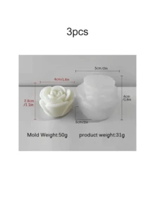 3D 玫瑰硅胶模具 - 为情人节、母亲节、生日等制作逼真的花形装饰 - 灵活、耐用且易于使用的树脂和石膏模具 - 白色 - 查看 14
