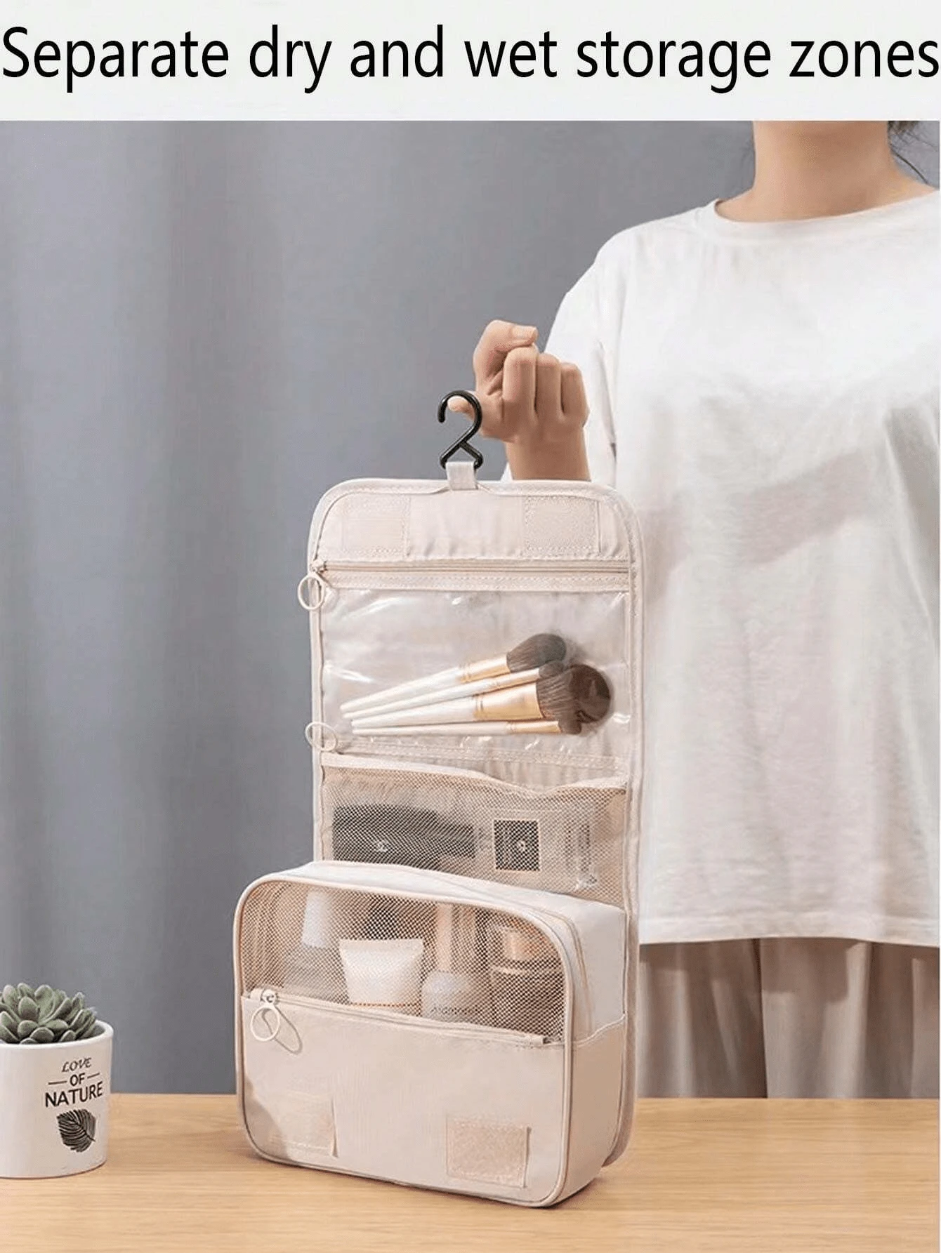 1pc Multi-Function Travel Makeup Bag, Waterproof Hanging Toiletry Bag Large Capacity Cosmetic Organizer For Men & Women - Multicolor - View 1