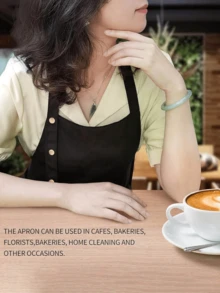 1pc Customized Black Kitchen Cooking Apron, Modern Polyester Oil-Proof Apron, Black Kitchen Apron, Polyester Apron For Garden, Kitchen And Housework Perfect For Home, Restaurant, And Kitchen Cooking,Multi-Functional, Ornamental,Reusable,Breathable,Exquisite,Stylish,High-Quality,Colorful,Modern,Comfortable,Soft,Custom,Personalized,Unique,Home Refresh,Customized Household Gloves,Warm Ambience, Autumn Home Refresh,Home Harmony,Warm Ambience ,Travel Organizer - Multicolor - View 3