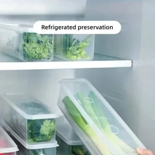 1/3pcs Coriander/Green Onion Storage Box,Clear Long Vegetable Storage Containers With Lids, Space-Saving Refrigerator Fresh-Keeping Container, Thickened Noodle/Egg Organizer, Cilantro, Celery, Airtight Food Saver For Fridge And Pantry, Stackable Design.