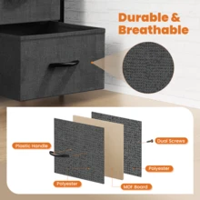 Industrial Wood & Metal Storage Dresser - 2 Fabric-Drawer Cabinet - Xám - Xem 5