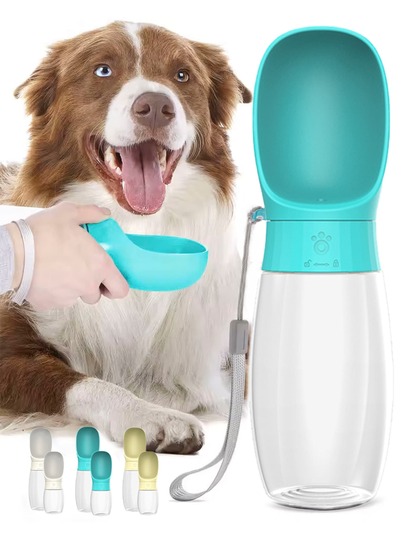 Portable Dog Water Bottle, Leakproof Pet Water Bottle With Dispenser, For Outdoor Walks, Hiking And Travel, Plastic Water Bottle Camping