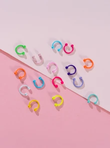 15pcs Stainless Steel Rainbow Sphere Nose Rings, Hypoallergenic, Fashionable Nose Piercing, Lip Piercing For Customers