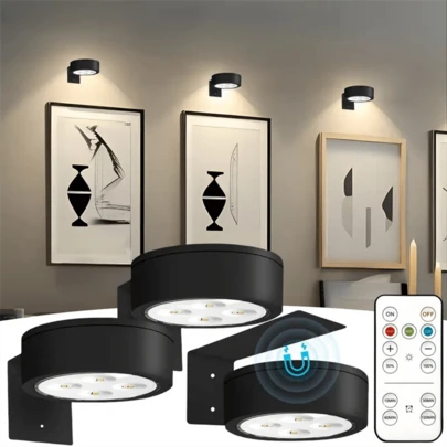 3pcs Battery Powered Painting Light, Magnetic LED Painting Light Wall Light With Remote Dimming And Timer, Frame Painting Art Display Light With 3 Lighting Modes, Wall Decoration Light(Excluding Batteries)