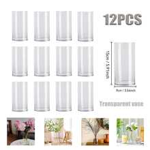 6/8/9/12pcs Clear Acrylic Flower Vases, Transparent Bud Vase For Wedding Centerpiece Decorations, Clear Vase For Party Home Decor, Suitable For Wedding, Dining Table, Party, Living Room, Bedroom, Kitchen, Office Gifts Birthday Graduation