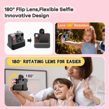 REMAX Instant Print Camera, 2.4 Inch Screen Instant Cameras, 32G TF Card Included, Christmas Birthday Gifts For Girls Boys 3-12, 10X Zoom, Portable Toddler For 3 4 5 6 7 8 9 10 Year Old Girls Boys, Flexible Selfie, HD 1080 Video Recording, Macaron Color Black/Purple/Blue/Pink - Black - View 4