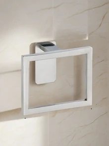 1 chiếc vòng treo khăn hình vuông bằng thép không gỉ, móc treo đồ dùng phòng tắm, giá đựng giấy vệ sinh, thanh treo khăn gắn tường, giá đựng đồ phòng tắm bằng thép không gỉ, phụ kiện phòng tắm với thiết kế hiện đại, kiểu dáng đẹp, vít ẩn, giá treo tường tiết kiệm không gian cho phòng tắm nhỏ, dễ lắp đặt, phụ kiện trang trí nhà đa chức năng sử dụng hàng ngày. - Bạc - Xem 4