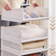 Cesta para guardar ropa, cajón de almacenamiento escalonado para ropa, estante de baño, 3/4 de nivel