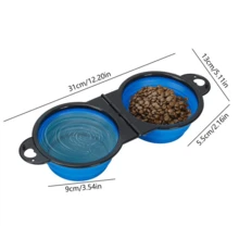 Portable Foldable Pet Double Bowl, Foldable, Easy To Clean, And Harmless, Essential For Outdoor Travel Cats And Dogs - Multicolor - View 9