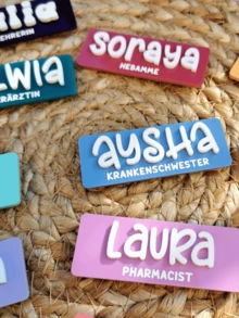 1 pieza Placa de identificación personalizada para el trabajo, Etiqueta de nombre de acrílico personalizada, Regalo para enfermeras, Regalo para maestros - Multicolor - Ver 4