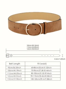 1PC Simple Style Round Buckle Belt With Hole Punch For Dress Summer, School Fall, Autumn, Halloween - Camel - View 5