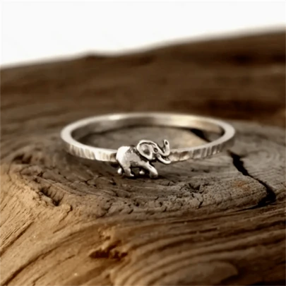 1pc Vintage Cute Elephant Design Ring, Fashionable Simple Ring, Party Jewelry Gift For Women