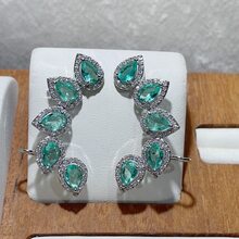 2pcs Women Fashionable Color Block Zirconia Ear Cartilage Cuff Earrings - water droplets - View 4