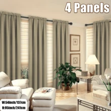 4 Panels Elegant Rod Pocket Curtains For Bedroom, Decor Privacy Light Filtering Indoor Drapes Curtains For Living Room, Office, Dining Room - Màu nâu nhạt - Xem 8