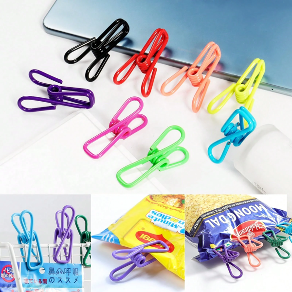 30/10pcs Food Clips/ Tongs, Sandwich Self-Service Clips-Multi-Purpose Colorful Metal Bag Clips For Kitchen And Home, Spring Action Food Bag Seal Clips, Strong Grip Metal Wire Paper Clamps For Organizing And Decorating, Pack Of 12 Assorted Bright Color Metal Clips, Perfect For Closing Snack Bags, Hanging Pictures And DIY Crafting Projects, Long-Lasting And Reliable Solution For Everyday Needs, Including Green, Red, Blue And Black Options.