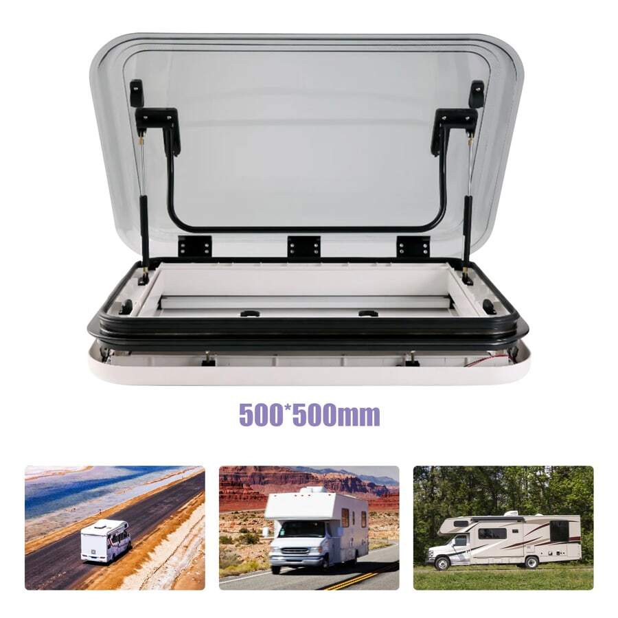 Skylight Roof Vent Hatch Large Caravan RV 3-Size With LED Light 500/700/800 X 500mm Cut Out For Camper Motorhome---===---500x500mm - 彩色 - 查看 1