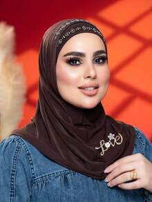 1PC Elegant And Stylish Silk Scarf Buckle, Love Diamond Pearl Scarf Decoration, Women's Multi-Functional Scarf And Shawl Buckle Accessories, - Gold - View 4