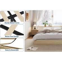 CuisinSmart Wood Bed Frame,Simple Flat Bed Frame Without Headboard,Full Floor Bed Frame With Wood Slat Support, No Box Spring Needed,Easy Assembly,Walnut - Burlywood - View 6