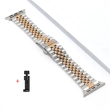 Pulseira de Aço Inoxidável Compatível com Apple Watch Ultra 2 Banda 49mm 40mm 44mm 42mm 38 Bracelete de Metal para Relógio Séries 8 7 6 SE 5 4 3 45mm 41mm WatchBand