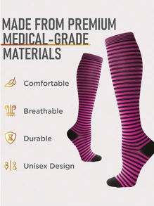 1 Pair Copper Wellow Compression Socks Women 15-20 Mmhg Knee High Pregnant Nurses Pregnancy Maternity Medical Cute Sports Gold Fit Cycling Adult Support Hose Circulation Long