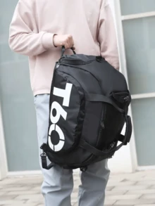 Sports Bag Backpack Crossbody Fitness Training Football Gym Waterproof - Black - View 4