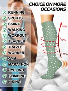 3 双男女款铜浸渍压缩袜 - 柔软及膝袜，适合孕妇、跑步和日常穿着 - 透气金色点缀设计 - 彩色 - 查看 4