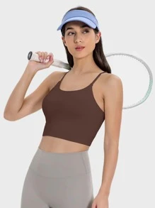 Top Regata Esportivo de Ioga com Gola Redonda e Sem Mangas, Camiseta de Treino