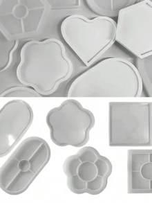 Molde de resina DIY hecho a mano, molde de silicona de resina epoxi de cristal para hacer bandejas de yeso caseras y posavasos - Blanco - Ver 3