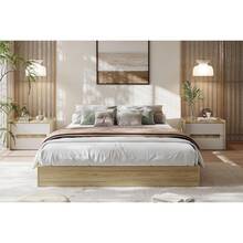 CuisinSmart Wood Bed Frame,Simple Flat Bed Frame Without Headboard,Full Floor Bed Frame With Wood Slat Support, No Box Spring Needed,Easy Assembly,Walnut - Burlywood - View 3