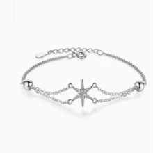 925 Silver Inlaid Zirconia Hexagonal Star Bracelet For Women's Daily Life And Gift Giving