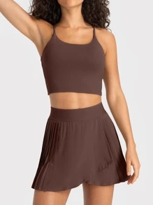 Top Regata Esportivo de Ioga com Gola Redonda e Sem Mangas, Camiseta de Treino