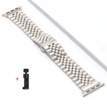 Pulseira de Aço Inoxidável Compatível com Apple Watch Ultra 2 Banda 49mm 40mm 44mm 42mm 38 Bracelete de Metal para Relógio Séries 8 7 6 SE 5 4 3 45mm 41mm WatchBand