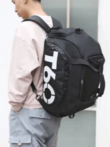 Sports Bag Backpack T60 Crossbody Fitness Training Football Gym Waterproof - Black - View 2