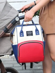 Maternity Backpack Multifunctional Mom Baby Bag - Xanh với Đỏ - Xem 2