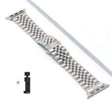Pulseira de Aço Inoxidável Compatível com Apple Watch Ultra 2 Banda 49mm 40mm 44mm 42mm 38 Bracelete de Metal para Relógio Séries 8 7 6 SE 5 4 3 45mm 41mm WatchBand