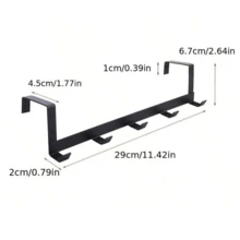 1 件节省空间的门上挂衣架，黑色/白色饰面，时尚的门上衣物整理器，带有 5 个挂钩，可用于悬挂衣服、毛巾和手提包，无需组装的门衣架，金属结构可用于额外存储，实用且功能齐全的门上挂钩系统，易于快速安装和拆卸，非常适合卧室、浴室或入口。 - 彩色 - 查看 5