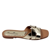 Sandales plates pour femmes - Doré - Voir 2