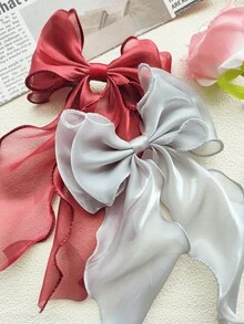 1/2 件蝴蝶结发夹欧根纱蝴蝶结发夹甜美发夹纯色蝴蝶结发夹女士女孩发饰