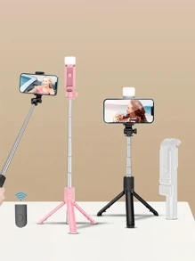 170cm/66.93inch LED Fill Light Portable Selfie Stick, Expandable Selfie Stick Tripod, Wireless Remote Control And Tripod, Lightweight And Compact, Compatible With IPhone16 15 14 13 12 Pro Xs Max X 8Plus, Android, GoPro, For Selfie/Live/Photography Compatible With Iphone Android Phone For Summer Vacation, Travel, Outdoor Activities Compatible With Iphone Android Phone For Summer Vacation, Travel, Fill Light, Outdoor Activities, Live Streaming Vlogging Equipment