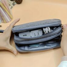 Data Cable Storage Bag Portable Travel Electronics Organizer For Mobile Hard Drive Power Bank Earphone And Charger Phone Case Wireless Headphone Bluetooth Headphone Headset Earbuds For Business Travel School College Office School Supplies School Accessories Back To School University Students Organizer Travel Essential Back To School - Multicolor - View 3