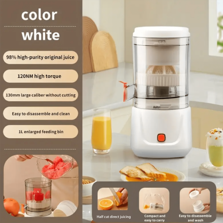 The New Juicer Is Wireless, Portable And Multifunctional. The Juicer Is Fully Automatic For Small Household Use, And It Is Convenient To Charge And Discharge Pulp Quickly. - White - View 8