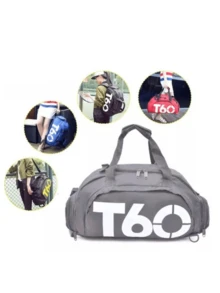 Sports Bag Backpack Crossbody Fitness Training Football Gym Waterproof - Gris - Ver 2