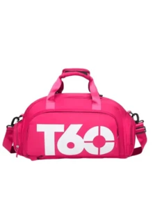 Sports Bag Backpack T60 Crossbody Fitness Training Football Gym Waterproof - 玫紅色 - 查看 1