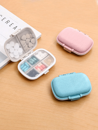 4-1 件 8 隔层便携式防水药盒，迷你密封收纳盒，适用于旅行、维生素、鱼油，适合户外露营、徒步旅行、钓鱼、登山，防水防尘硅胶密封容器，适合每周用药、维生素、小物品，男女皆宜