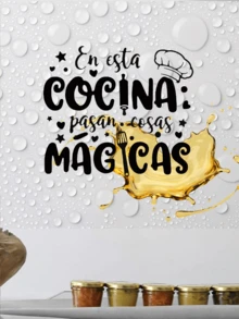 1 pieza Adhesivo de pared con cita en español "Magia de la cocina" Decoración de pared para sala de estar, dormitorio, vinilo - Multicolor - Ver 19