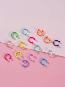 15pcs Stainless Steel Rainbow Sphere Nose Rings, Hypoallergenic, Fashionable Nose Piercing, Lip Piercing For Customers