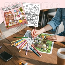 (Versión original, versión actualizada con papel talla grande grueso, páginas interiores de 120g, nuevo modelo 2025, 7.9*7.9 pulgadas, 24 páginas, impresión de un solo lado) 1 pieza Libro para colorear para adultos con tema de amigos borrosos, patrones exquisitos, líneas claras, adecuado para regalos de cumpleaños, Pascua, Día del Padre y otras fiestas, una excelente manera de relajarse