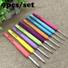 Ergonomic 9pcs Rainbow Crochet Hook Set| Smooth, Durable Aluminum Oxide Needle| Comfortable Grip 2-6mm| Bright Colors For Fun Crafting